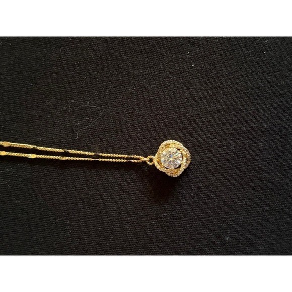 925 Silver Moissanite Necklace in Gold Tone - Picture 4 of 9